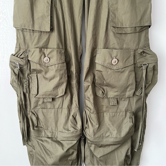 🆕 THE ATTICO Fern Military Wide Leg Cargo Pants in Green Sz 00/XXS - Picture 5 of 9